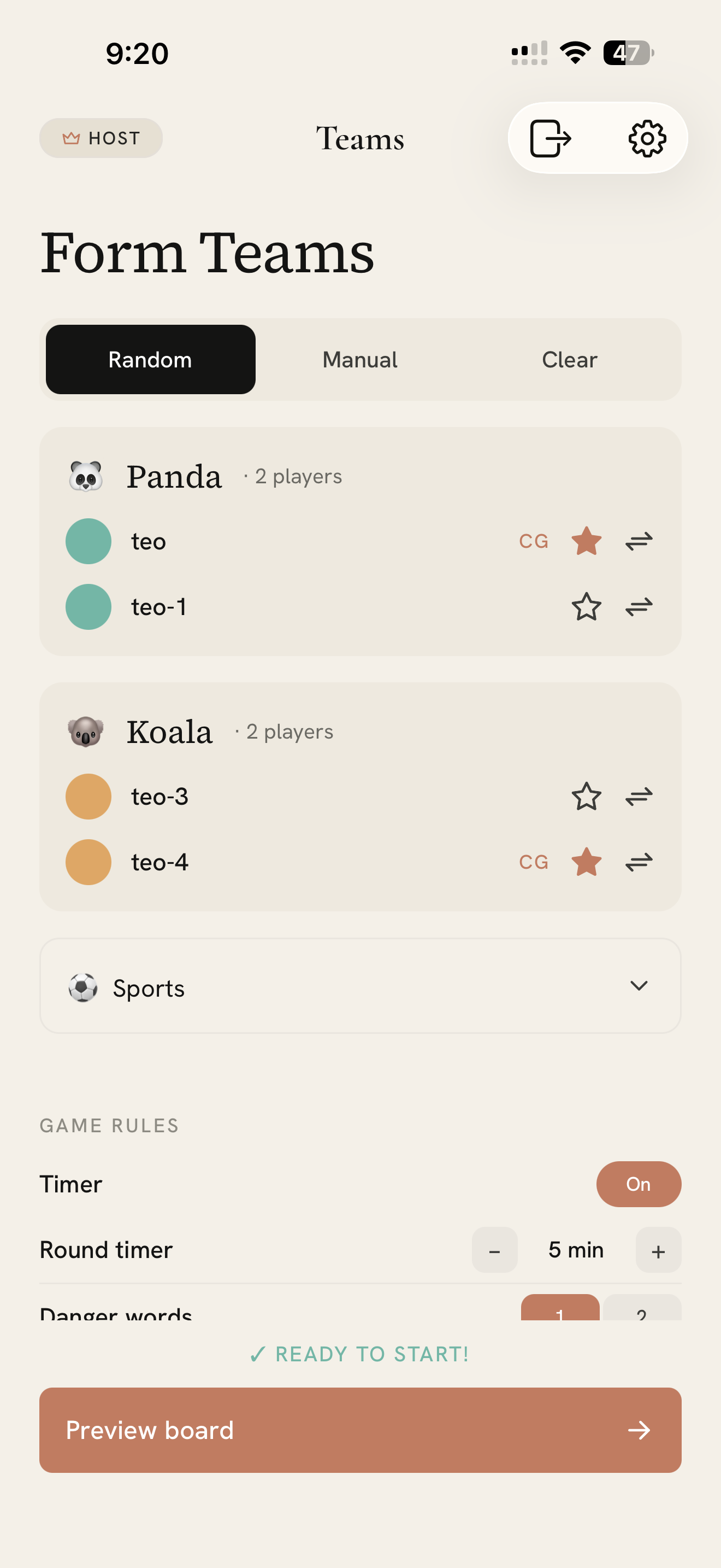 Split players into teams and assign each team a Clue Giver